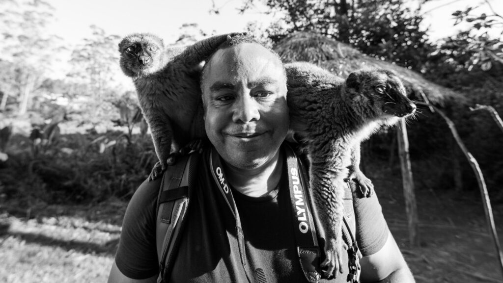 Image of Mark Shepherd with Lemurs